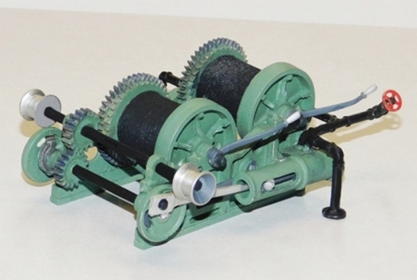 2 Drum Compact Steam Winch w/Engine - \"O\" Scale